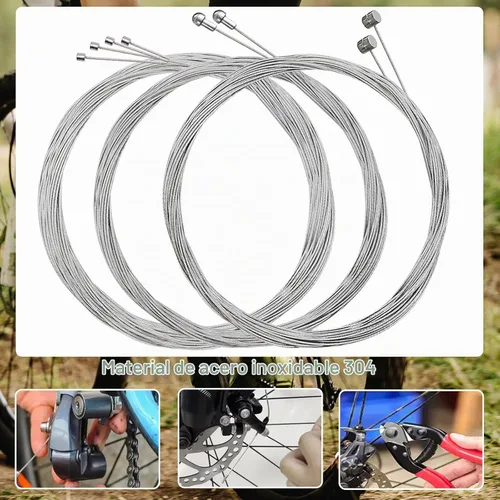 Vista 5 de Taiss Cable universal de freno de bicicleta, desviador de cambio de bicicleta, kit de carcasa de cable de bicicleta con juntas tóricas y tapas