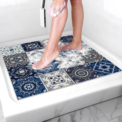 Vista 18 de Tapete de ducha antideslizante de 20 x 20 pulgadas, esponja de PVC para masaje, segura, antideslizante, cuadrado, tapete de baño de ducha suave
