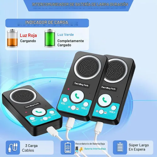 Vista 5 de Sistema de intercomunicación inalámbrico para el hogar, conversación bidireccional manos libres 1000ft Long Range, 8 Adjustable Volume Levels & 4