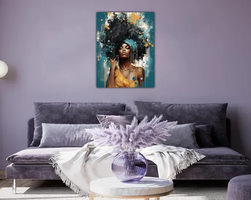 Vista 120 de Arte de pared afroamericano, decoración de rey y reina bailarín negro para sala de estar, arte de pareja de amor negro para dormitorio, lienzo