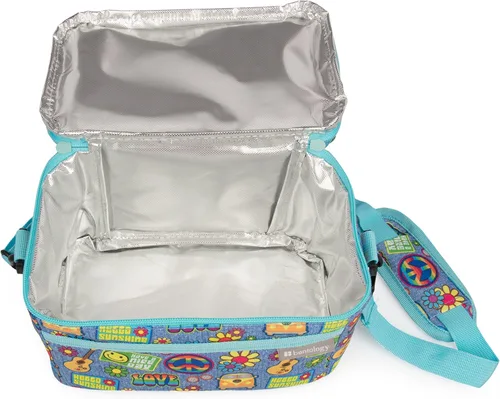 Vista 3 de Bolsa de almuerzo aislada duradera – Domo de comida reutilizable con asa y bolsillos – Retro