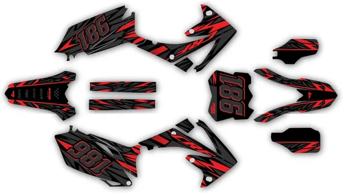Vista 5 de Kit de gráficos para Honda CRF250R 2010-13 y CRF450R 2009-2012 Serie TWITCH Azul 09 Mil - Adhesivo para moto de motocross, calcomanía para bicicleta