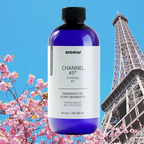 Vista 6 de AROMAR Aceite de fragancia premium, de larga duración, refrescante aroma edificante para aromaterapia, relajación y usos domésticos. Canal #5 8oz