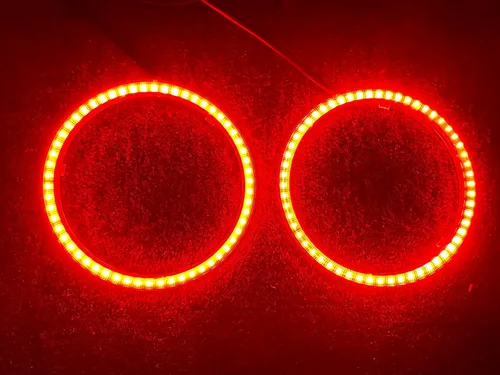 Vista 5 de SDO TECH - 2 anillos de halo de ojos de ángel para coche, 3.937 in, luz de circulación diurna, SMD3838, chips multicolores, anillo circular