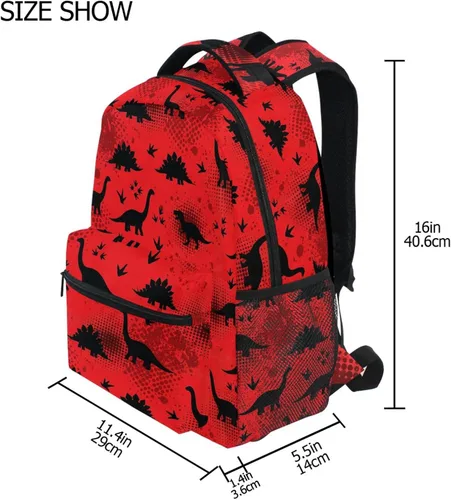 Vista 8 de Mochilas para niños y estudiantes, Dinosaurios rojos, Computadora portátil