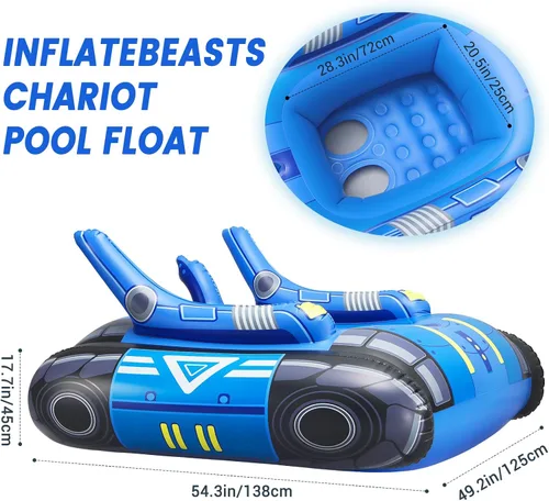 Vista 7 de Chariot Flotador inflable grande para piscina para adultos con pistolas de agua de acero inoxidable, flotadores de natación con cañón de agua