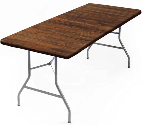 Vista 30 de Mantel rectangular elástico ajustable, con textura de madera de granja, cubierta de mesa de poliéster para mesa de bufé, picnic, cafeterías Mantel