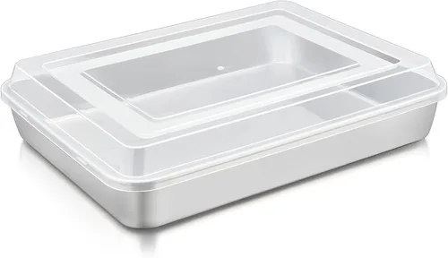 Vista 11 de TeamFar Molde para hornear con tapa, bandeja rectangular de acero inoxidable para lasaña de 9.3 x 7 pulgadas con tapa para cacerolas de brownies