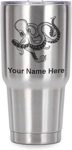 Vista 38 de LaserGram Vaso aislado al vacío de 20 onzas, Kraken, grabado personalizado incluido (negro)
