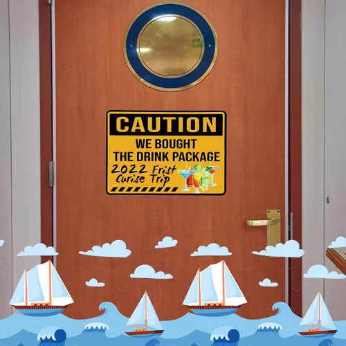 Vista 3 de LEIFIDE 2 piezas de imanes de puerta de crucero, decoraciones grandes de precaución, divertidas calcomanías de cabina para carnaval, puerta