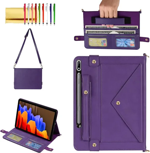 Vista 88 de Bolso Funda para Samsung Galaxy Tab S10 FE/S9 FE 10.9"/S9/S8/S7 11", Techcircle Folio con Soporte Cruzado, Billetera con Ranura para Lápiz S Pen