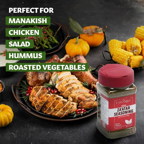 Vista 4 de Set de Sumac y Zaatar, Especia de Sumac 184g + Especia de Zaatar 184g, Pack Doble, Duo Esencial, Especia Za'atar para Panes, Ensaladas, Carnes