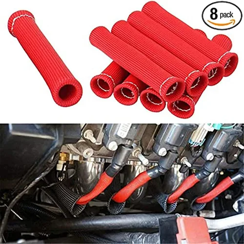 Vista 8 de Mangas protectoras para cables de bujía con aislamiento de protección térmica, cubierta de blindaje térmico de 1200 grados, 6 pulgadas para auto