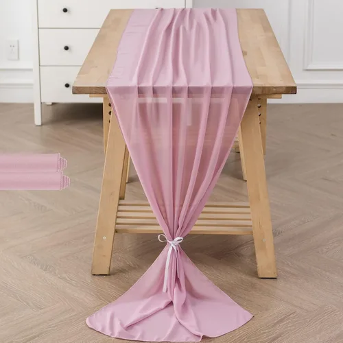 Vista 43 de Paquete de 2 caminos de mesa de gasa de 10 pies de 29 x 120 pulgadas, camino de mesa romántico transparente para boda, fiesta de cumpleaños