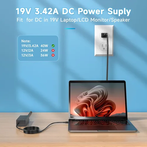 Vista 4 de Fuente de alimentación de 19V DC 19V 3.42A Adaptador de corriente 65W 45W