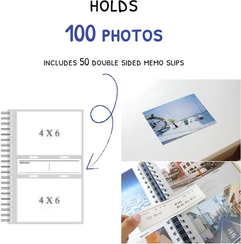 Vista 5 de Álbum de fotos con tapa dura coreana simple y estética, de 4 x 6 pulgadas, para parejas, familia, bebés, bodas. Tiene capacidad para 100 fotos