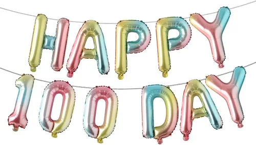 Vista 6 de Juego de globos de papel de aluminio con letras del alfabeto, pancarta de feliz 100 días, suministros de decoración para fiesta de cumpleaños (rojo)