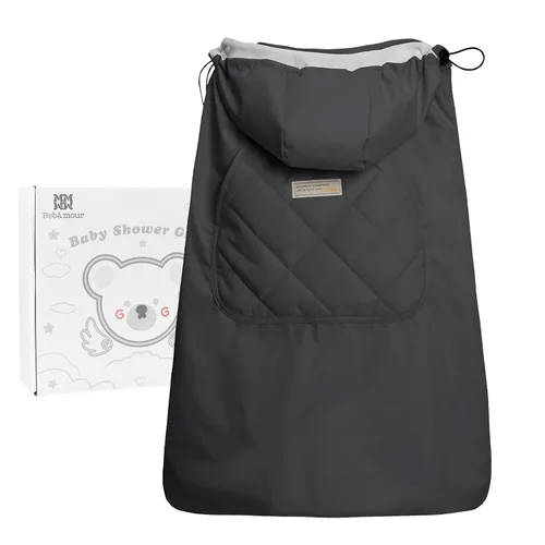 Vista 11 de Bebamour Funda de Invierno para Portabebés Cubierta Universal con Capucha para Todas las Estaciones para Portabebés (A Negro)