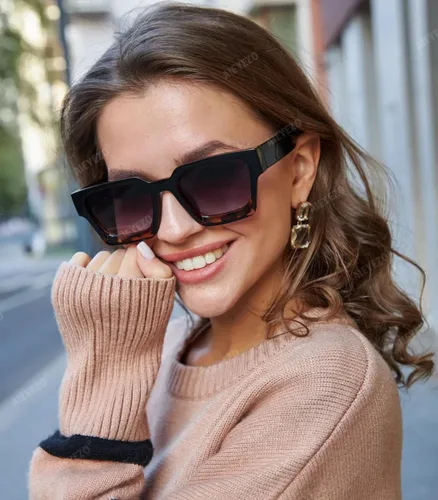 Vista 146 de AIEYEZO Gafas de sol cuadradas para mujeres y hombres, gafas de sol cuadradas con montura gruesa, estilo de diseñador simple
