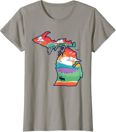 Vista 68 de Michigan Outside - Camiseta con ilustración artística
