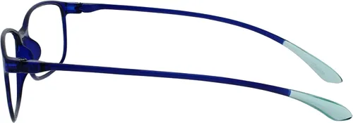 Vista 3 de OPULIZE ICE - Lentes de lectura para mujeres y hombres, marco rectangular resistente a los arañazos con bisagras de resorte, azul oscuro cristal