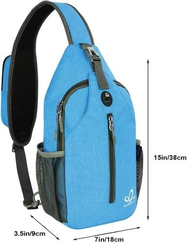 Vista 137 de Waterfly - Mochila cruzada tipo bandolera para viajes y caminatas, bolsa de pecho, Gris, talla única