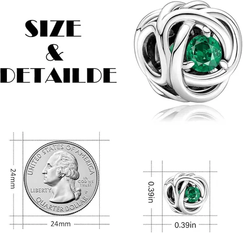 Vista 6 de VALGACLS Dijes de plata de ley 925 con forma de corazón para pulsera, collar, feliz cumpleaños, dije de círculo de eternidad para mujeres y niñas