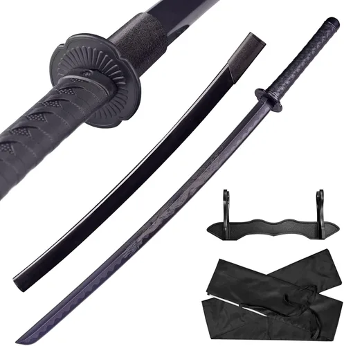 Vista 14 de Espada katana japonesa – Hoja negra de polipropileno con Saya, espada de entrenamiento Samurai para cosplay, 40.1 pulgadas