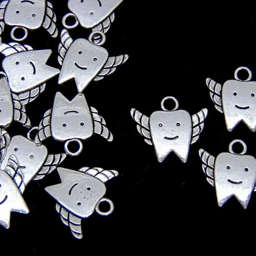 Vista 2 de Acxico 50 dijes de hadas tibetanos de plata para niños, 0.709 in, Plata