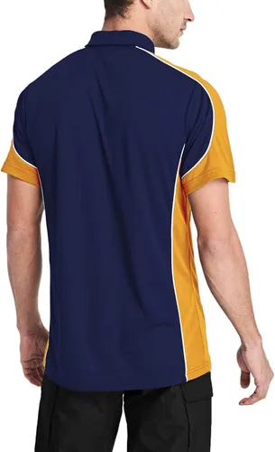 Vista 3 de MAGCOMSEN Polo de golf para hombre, manga corta, 3 botones, secado rápido, estilo casucal, piqué