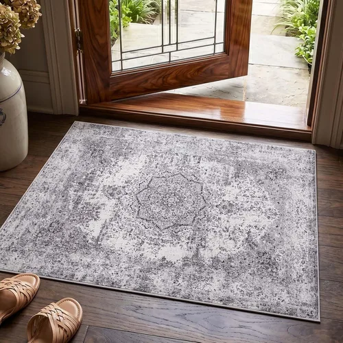 Vista 38 de jinchan Alfombra floral primaveral de 2 x 3 pies para entrada, alfombra desgastada lavable, de pelo corto, suave, pequeña, antideslizante, tapete