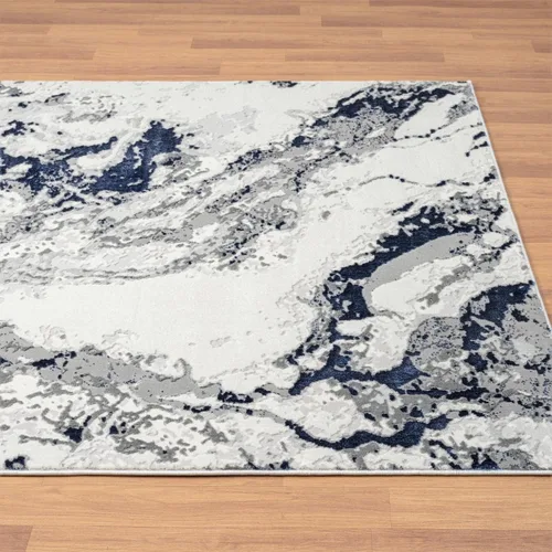 Vista 5 de LUXE WEAVERS Alfombra abstracta de mármol azul 2X8