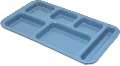 Vista 10 de Carlisle FoodService Products Bandeja de plástico para comida diestra con 4 compartimentos para escuelas, cafeterías y comedores, melamina, 10 x Azul