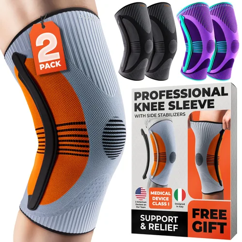Vista 9 de DR. BRACE ELITE - Rodillera con Estabilizador de Talla (Paquete de 2) Rodillera para Mujeres y Hombres, Entrenamiento, Deportes, Manga de Compresión