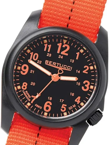 Vista 6 de BERTUCCI 11042 DX3 - Reloj de resina de campo con correa de nailon naranja con esfera negra, Negro -, Casual