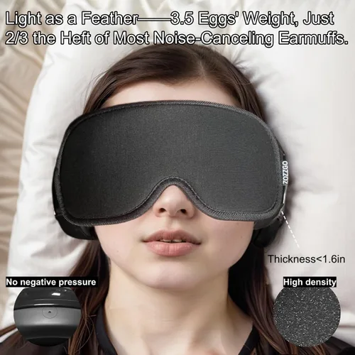 Vista 4 de Set de orejeras con reducción de ruido y máscara para los ojos para dormir, juego de orejeras con cancelación de ruido y máscara de dormir 3D