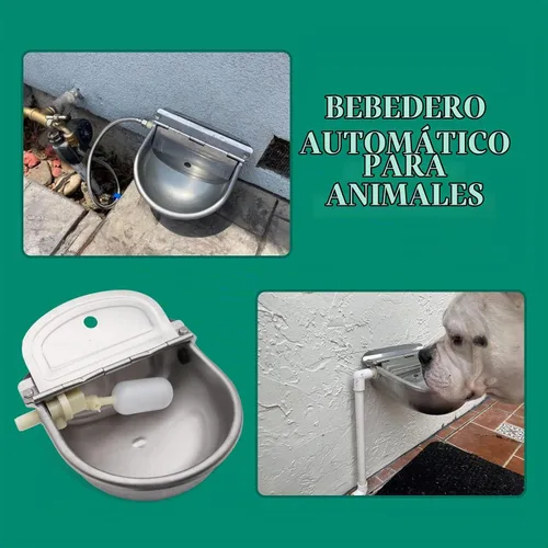 Vista 2 de Cuenco automático de agua potable de vaca, acero inoxidable 304 para caballos, cabra, cerdo, perro, con válvula de flotador de 1/2