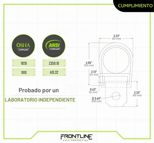 Vista 6 de Frontline Fall Protection Anclaje giratorio de hormigón COB01SW El anclaje gira 360 grados y gira 180 grados Fácil y rápido de instalar Cumple