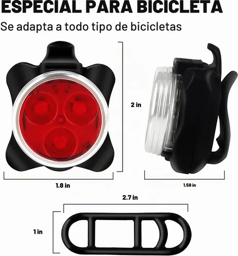 Vista 2 de Rechargeable LED Bike Light Sets, Super Bright Front Headlights and Rear LED Bicycle Lights, 650mah Lithium