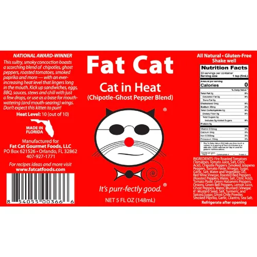 Vista 3 de Fat Cat Gourmet - Caja de regalo de salsa picante natural con nombre de gato divertido y set de regalo Peri-Peri Fantasma Scorpion Carolina