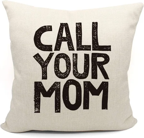 Vista 10 de Call Your Mom - Divertida funda de almohada para hija, hijo, accesorios de dormitorio, fiesta de graduación, 18 x 18 pulgadas, funda de cojín Negro