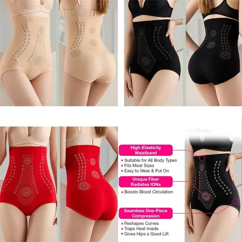 Vista 6 de CHUANGJIA 2PCS Unique Fiber Restoration Shaper, Fiber Restoration Shaper, Graphene Tightening & Body Shaping Briefs, Tummy ControlBlack+skin