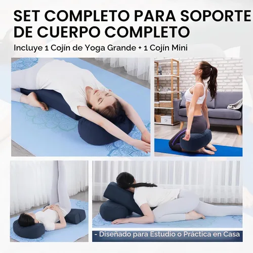 Vista 6 de MABOZOO Almohada de yoga de 2 piezas, cojines rectangulares y de meditación de media luna con funda extraíble para yoga restaurativo, accesorios