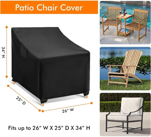 Vista 2 de WLEAFJ Fundas Impermeables para Sillas de Exterior, Fundas Negras para Muebles de Patio y Césped, Funda de Asiento Profundo para Sillón de Patio
