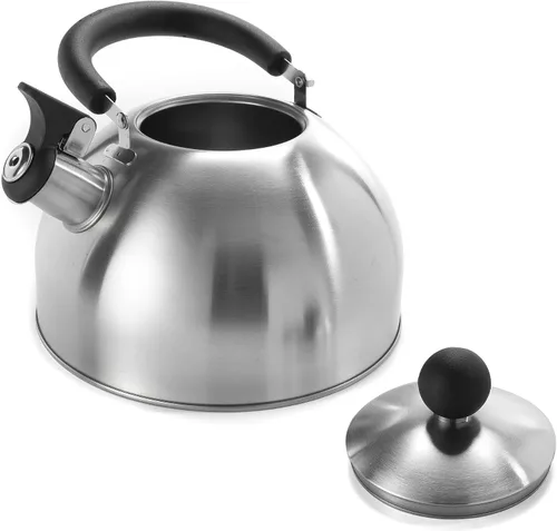 Vista 2 de Dominion Hervidor de té silbante de acero inoxidable de 3 litros, mango ergonómico, mango anticalor, las calderas de té y agua perfectas para tu