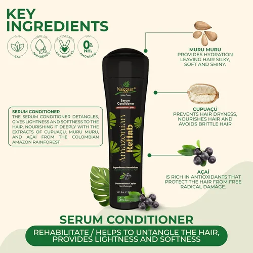 Vista 3 de naissant Amazonian Rehab - Suero acondicionador para el cuidado del cabello, enriquecido con Muru Muru, Cupuaçu y Açaí, acondicionador nutritivo