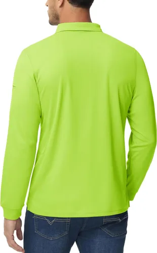 Vista 5 de MAGCOMSEN Camisas polo para hombre, 3 botones, secado rápido, manga larga, tácticas, camisa de golf