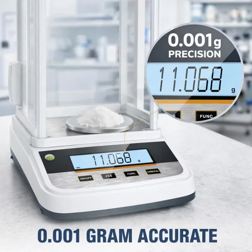 Vista 5 de Lab Analytical Balance - Báscula digital de precisión de 17.64 oz x 0.00 oz, con parabrisas e interfaz RS232, para laboratorios científicos