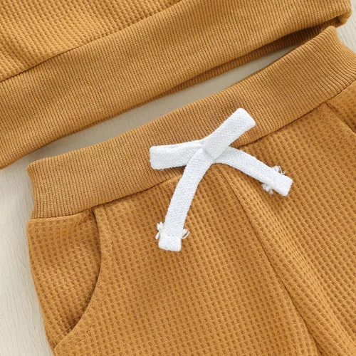Vista 37 de Kuriozud Conjunto de 2 piezas de sudadera con cuello redondo y pantalones deportivos para niños pequeños para otoño e invierno
