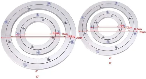 Vista 2 de Lazy Susan - Plataforma giratoria redonda de aleación de aluminio suave y resistente, base de soporte con ventosa de silicona para mesa de comedor